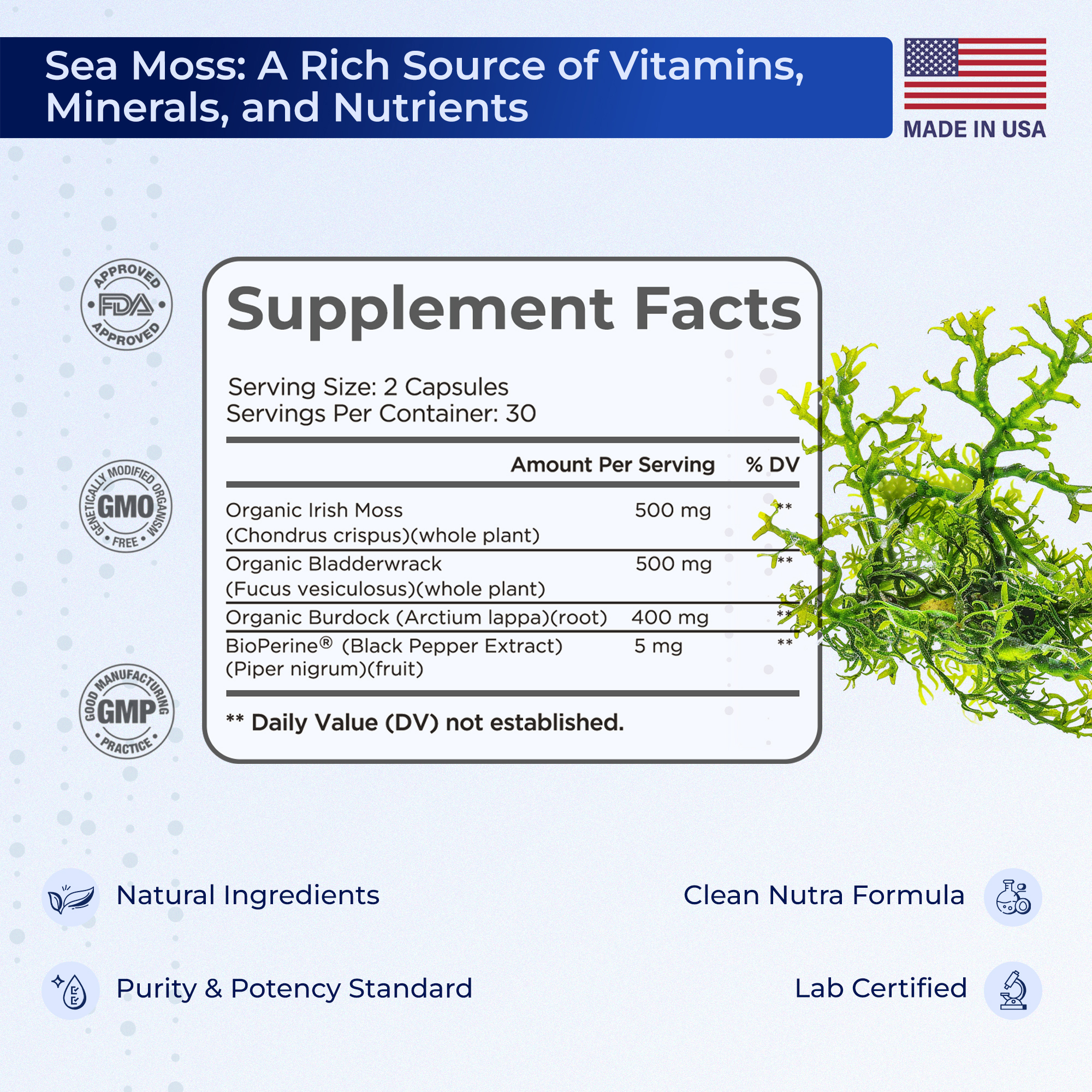 Sea Moss 60 capsules natural mineral rich formula
