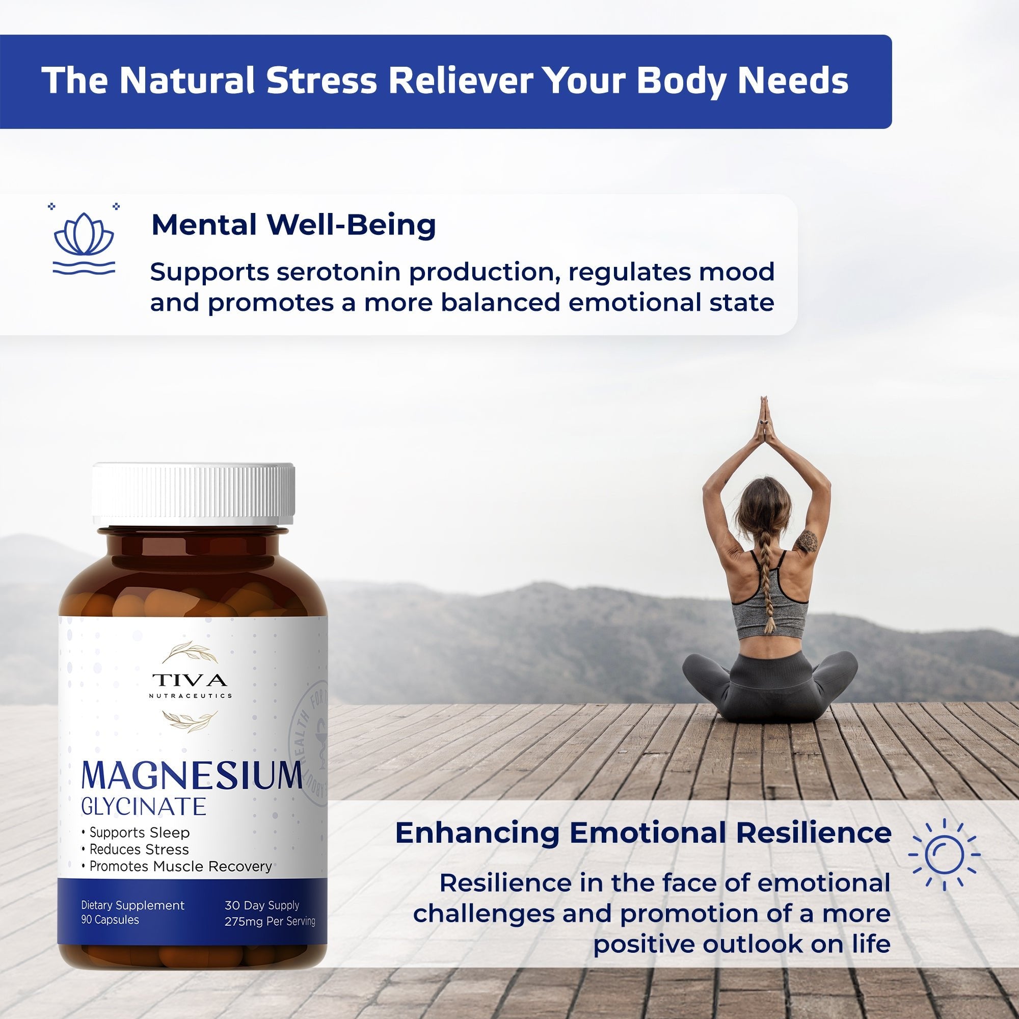 Magnesium Glycinate capsules with a glass of water