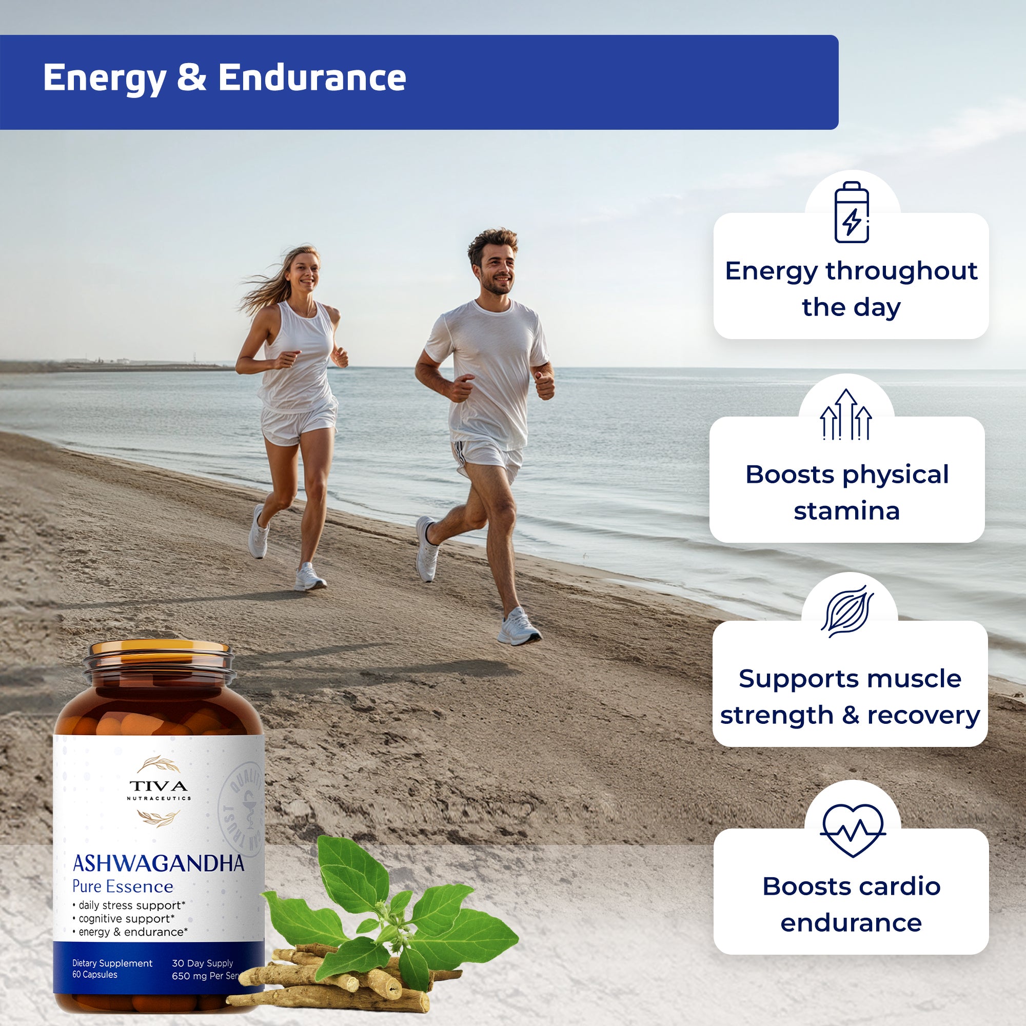 Clear bottle containing Ashwagandha capsules